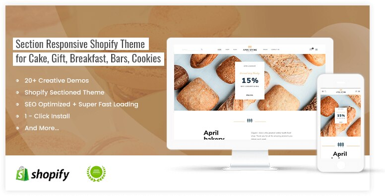 APRIL-15 - Beautiful theme for food blog and bakery store